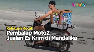 Jelang MotoGP Mandalika Pebalap Moto2 Asik Jualan Es Krim di Pantai [upl. by Wyatan137]