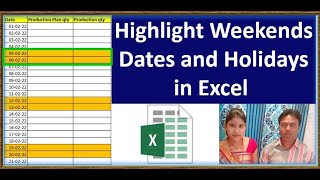 Highlight Weekends Dates and Holidays in Excel  highlight Saturday and Sunday in excel  excel [upl. by Aivatnohs]