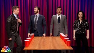 Team Flip Cup with Chris and Scott Evans vs Jimmy and Gloria Fallon [upl. by Eisteb496]