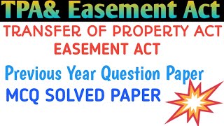 TPA MCQ QUESTIONTransfer property act Agra University paperEasement MCQTPA PREVIOUS year paper [upl. by Ahsinut]