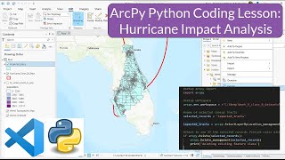 ArcPy Python Coding Lesson Hurricane Impact Analysis GIS Map Python disaster [upl. by Htomit]