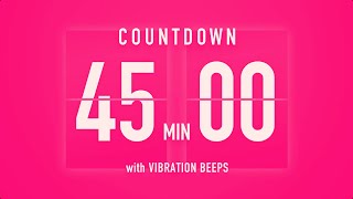 45 Minutes Countdown Flip Clock Timer  Vibration Beep 💓 [upl. by Ettenil]