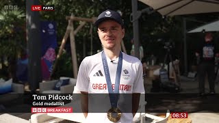 Tom Pidcock Olympic CrossCountry Mountain Bike Gold Medalist On BBC Breakfast 30072024 [upl. by Engvall916]