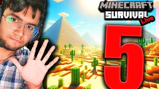 Day 5 of Surviving in Minecraft 1213  Minecraft Survival Live in Hindi [upl. by Uird]