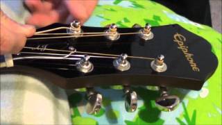 Epiphone AJ220S Acoustic Guitar Stock Strings and DAddario EZ900 Extra Light  Sound Comparison [upl. by Edak]