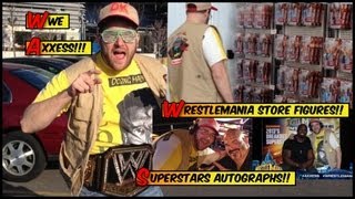 WWE ACTION INSIDER Wrestlemania Axxess wrestling figures store aisle autographs signings [upl. by Wivestad]