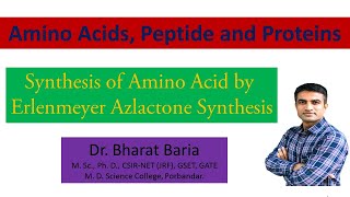 Synthesis of amino acid by Erlenmeyer Azlactone Synthesis  Dr Bharat Baria [upl. by Wayolle]