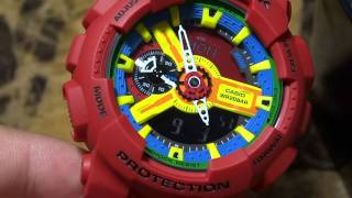 CASIO GSHOCK REVIEW AND UNBOXING GA110FC1DR quot HYPER COLORSquot [upl. by Nevs]