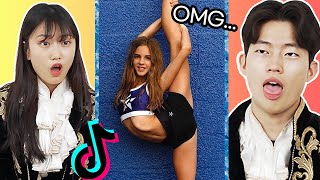 Korean Cheerleaders React To Gymnastics And Cheerleading TikTok [upl. by Cerelly]