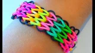 Tutoriel  réaliser un bracelet élastique manchette avec une seule machine RAINBOW LOOM français [upl. by Hauge687]