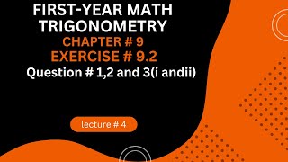 11th Class Math  Exercise 92 Question  12 and 3  Ch 9 Trigonometry [upl. by Anaiad]