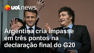 Argentina cria impasse em 3 pontos no G20 questões de gênero taxação de superricos e Agenda 2030 [upl. by Paff]