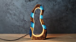 Modern Table Lamp with Wood and Epoxy  Epoxy Resin Art [upl. by Alodie]