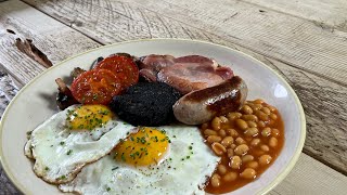 ENGLISH BREAKFAST  ASMR  Sizzling Bacon Crispy Eggs and Relaxing Cooking Sounds No music [upl. by Kristianson]