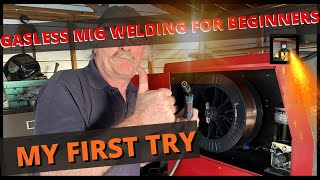 gasless mig welding for beginners MY FIRST TRY [upl. by Roanne]