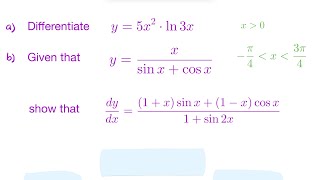 Differentiation question involving product and quotient rules [upl. by Sabra220]