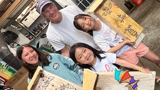 DIY woodworking Bat Houses with the Nieces [upl. by Kcerb]