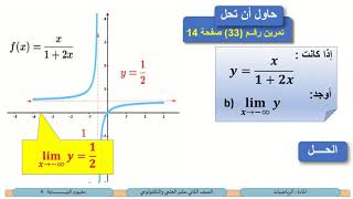 الصف الثاني عشر المسار العلمي الرياضيات مفهوم النهاية 4 [upl. by Alaj]