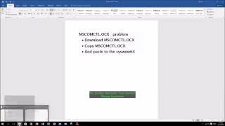 MSCOMCTLOCX problem windows 10 [upl. by Lertnek]