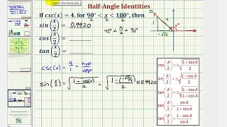 Ej encontrar valores de la función trigonométrica de medio ángulo dada la cosecante de un ángulo [upl. by Ahc332]