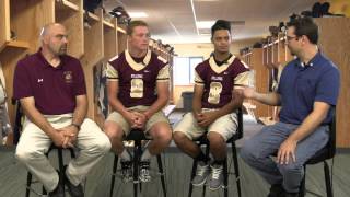 Stow football coach Mark Nori QB Kyle Vantrease and WR Monte Board talk 2015 season [upl. by Circosta]