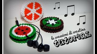 Tutorial Porta Cuffiette Auricolari con Hama beads a forma di Frutta  wwwperlinedastirareit [upl. by Ednutey]