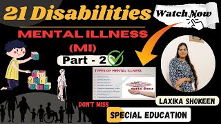 Mental Illness MIPart221 Types Of Disabilities According To RPwD amp PwD Act Laxika Shokeen [upl. by Putscher]