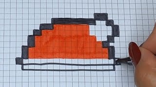 DIY Handmade Drawing Pixel Art  How to draw a cute Santas Hat  Christmas Draw with me [upl. by Trip]