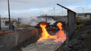 Slag dumping at PontàMousson SaintGobain 2 HD [upl. by Opiak]