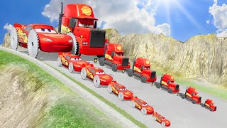 Big amp Small Monster Lightning McQueen vs MACK in BeamNGDrive [upl. by Ronda]