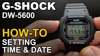 Gshock DW5600  Setting time and date tutorial [upl. by Llenra708]