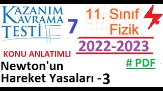 11 Sınıf  Fizik  MEB Kazanım Testi 7  Newtonun Hareket Yasaları 3  PDF  AYT Fizik  2022 2023 [upl. by Nosille]