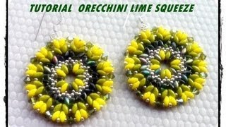 Tutoria come fare orecchini fluo quot Lime Squeezequot superduo feat herringbone [upl. by Amre]