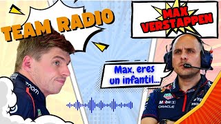 Team Radio Max Verstappen Su ingeniero le dice infantil durante el GP de Hungría [upl. by Aisekal933]