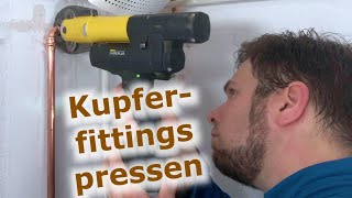 Pressen von Fittings aus Kupfer Wasserleitung selbst verlegen  DIYTutorial [upl. by Elleirol609]