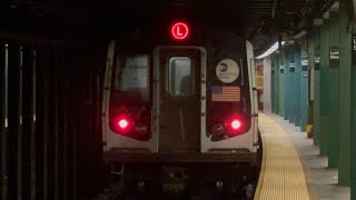 R143 L Train to Rockaway Parkway Departing Metropolitan AvenueLorimer Street [upl. by Letnuhs]