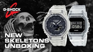 Casio GShock Transparent Skeleton Series  Unboxing of Casioak GA2100SKE7A and DW5600SKE7 [upl. by Pallaten652]