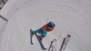 Snowmass Banked Slalom Skiing by 5 Year Old Ends in a Fail [upl. by Miuqaoj690]