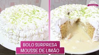 BOLO SURPRESA MOUSSE DE LIMÃO  407  Receitas da Mussinha [upl. by Aidole815]