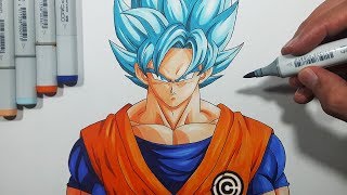 How To Draw Goku Super Saiyan Blue  Step By Step Tutorial [upl. by Mastrianni]