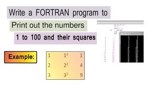 Write a FORTRAN program to Print out the numbers 1 to 100 and their squares [upl. by Nawoj]