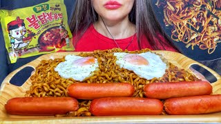 ASMR BLACK BEAN NOODLES  SAUSAGES MUKBANG  EATING SOUNDS [upl. by Ahsinrad]