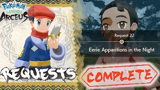 Pokemon Legends Arceus Request 22 Walkthrough quotEerie Apparitions in the Nightquot Wisp Location Guide [upl. by Hatnamas154]