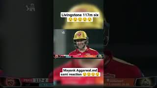 Livingstone 117m six 😯😯😯 mayank Aggarwal and md Sami reaction shorts ipl2022 livingstone mdsami [upl. by Ahseret]