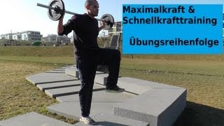 Maximalkraft amp Schnellkrafttraining  Übungsreihenfolge Trainingsplan Krafttraining Übungen [upl. by Kcorb]