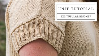 Tubular Bind Off on 2X2 ribbing knitting tutorial [upl. by Caneghem]