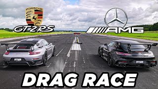 MercedesAMG GT Black Series vs Porsche GT2 RS  DRAG RACE [upl. by Aloeda694]