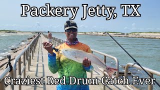 Packery Jetty TX  Craziest Red Drum Catch Ever [upl. by Ueih]