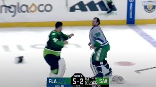 JOHNSON VS McNIVEN IN GOALIE FIGHT  Great Clips of the Game 01212024 [upl. by Zeret321]