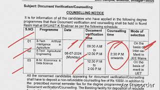 Skuast Kashmir Start Councelling And Document Verification For Various UG Courses Jahangir Says [upl. by Birk65]